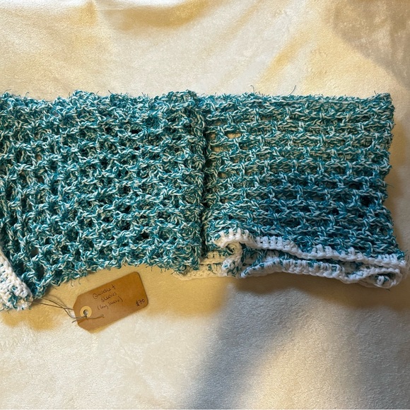 Handmade crochet blue + white sleeves - Picture 2 of 3